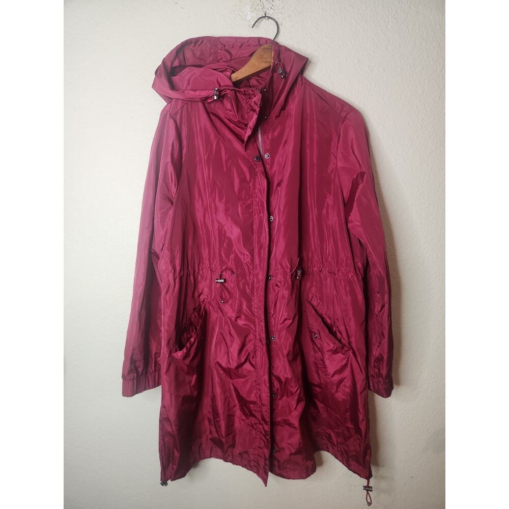 Torrid Jacket Womens 0 Burgundy Hooded Drawstring Parka Coat Water Resistant